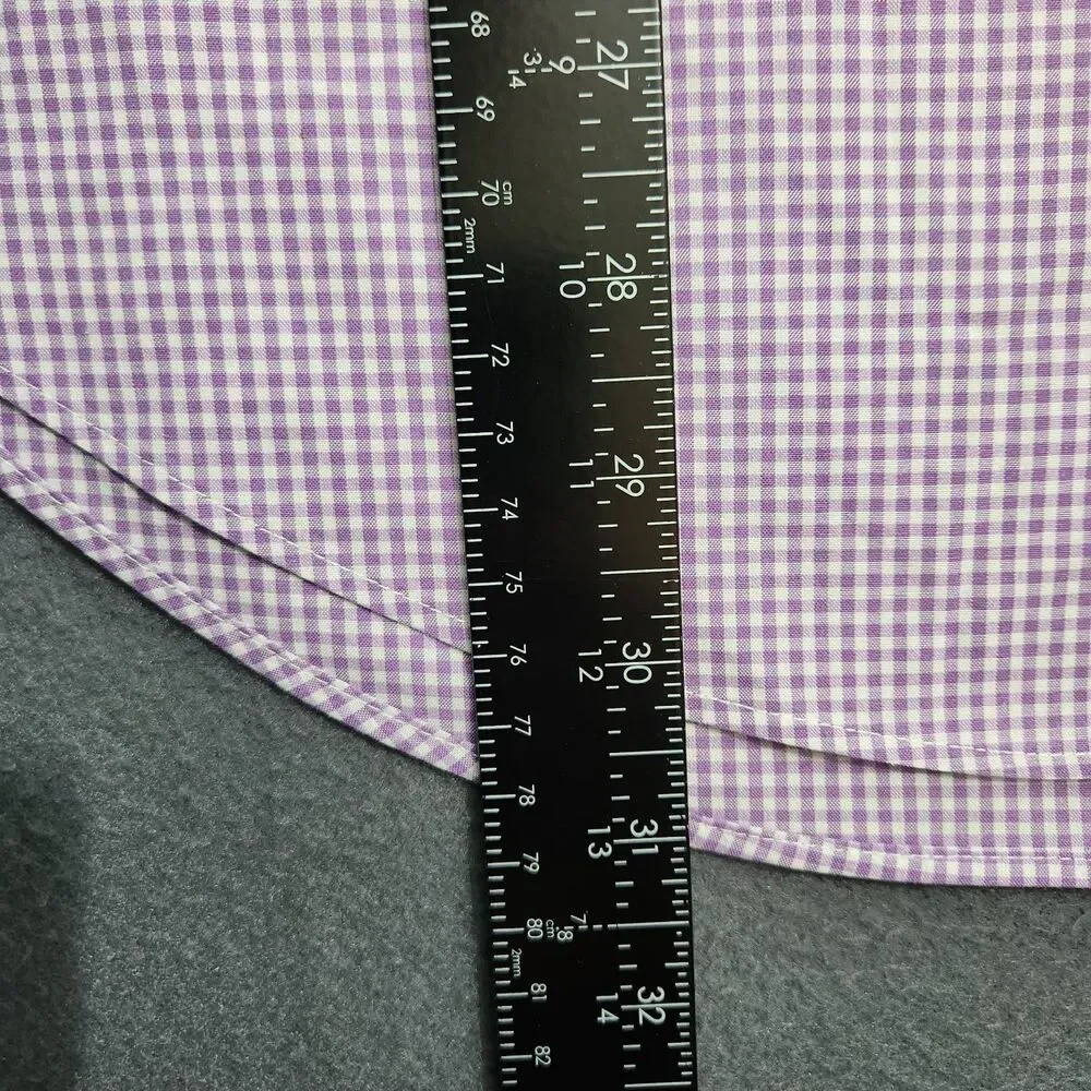 Lauren Ralph Lauren Shirt Men 16.5 Purple Check Classic Fit Non Iron Button Down
